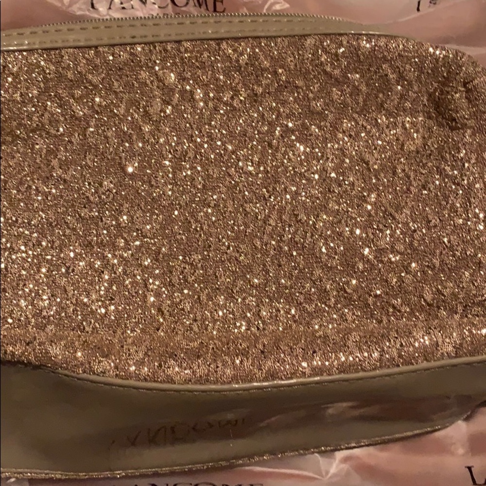 NWT gold glitter Lancôme makeup bag!